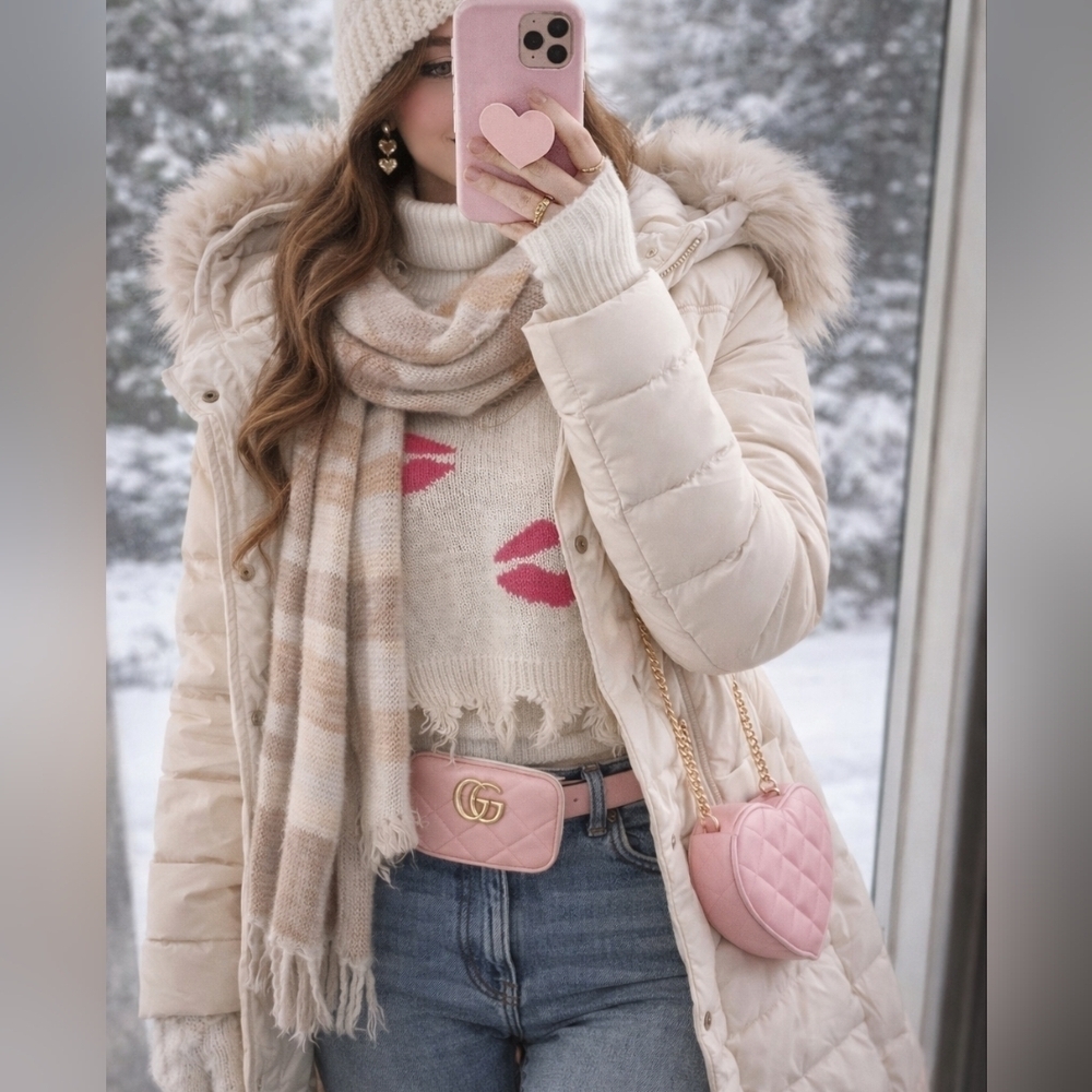 💋 Just Polly New York Lip Print Distressed Crop Sweater – Small - Picture 7 of 7
